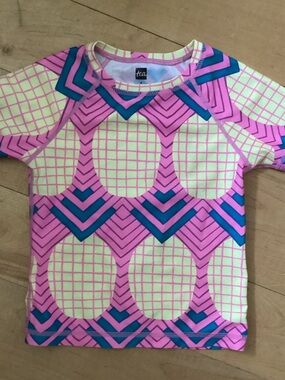 Tea Collection Pink, Yellow & Teal Geometric Girls' Rash Guard